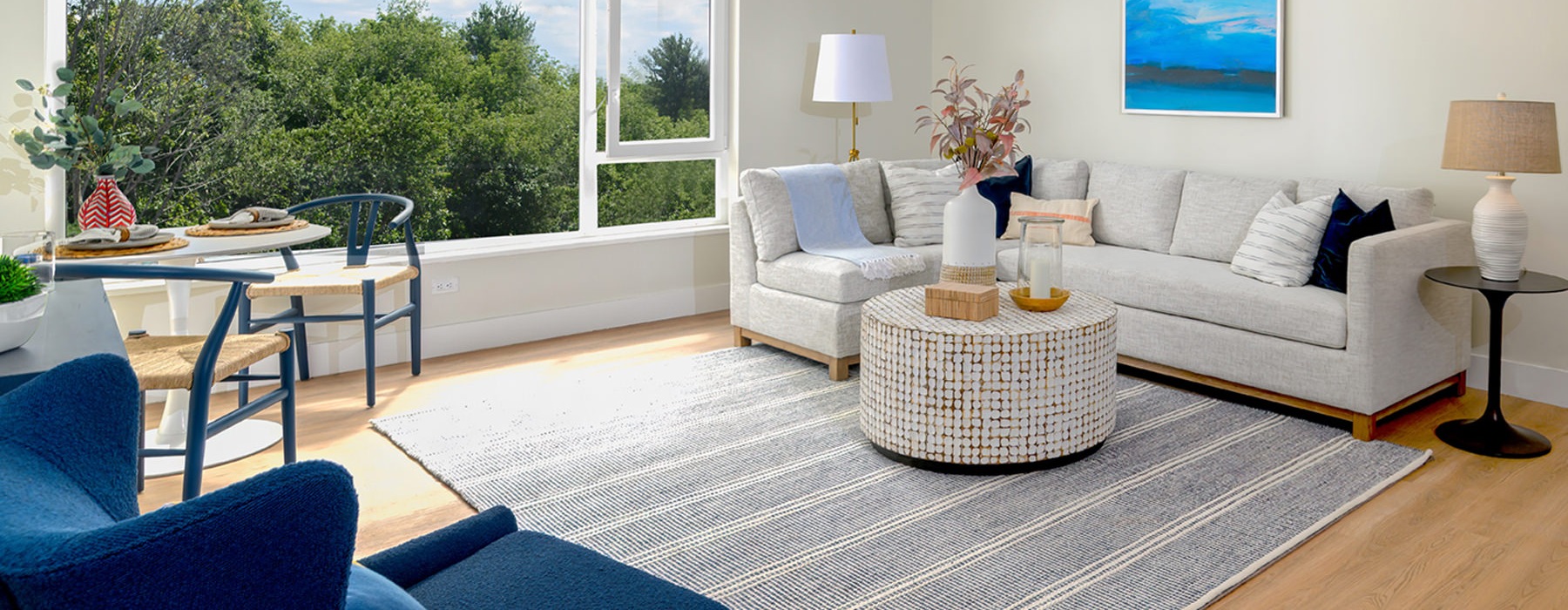 Open space living area with natural lighting